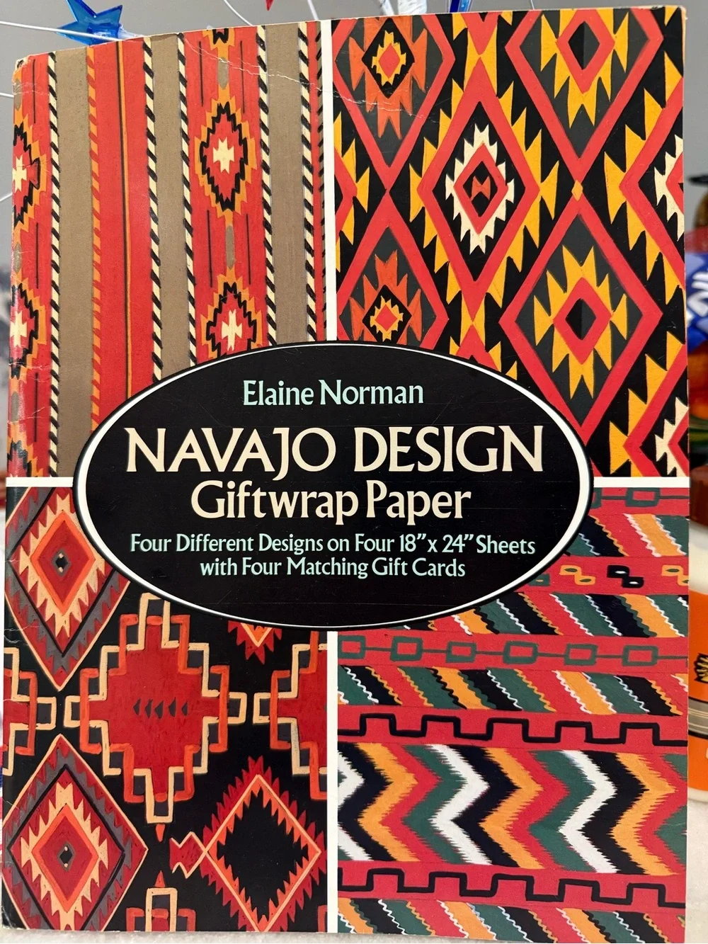 Navajo Design Giftwrap Paper – Red, Black & Gold